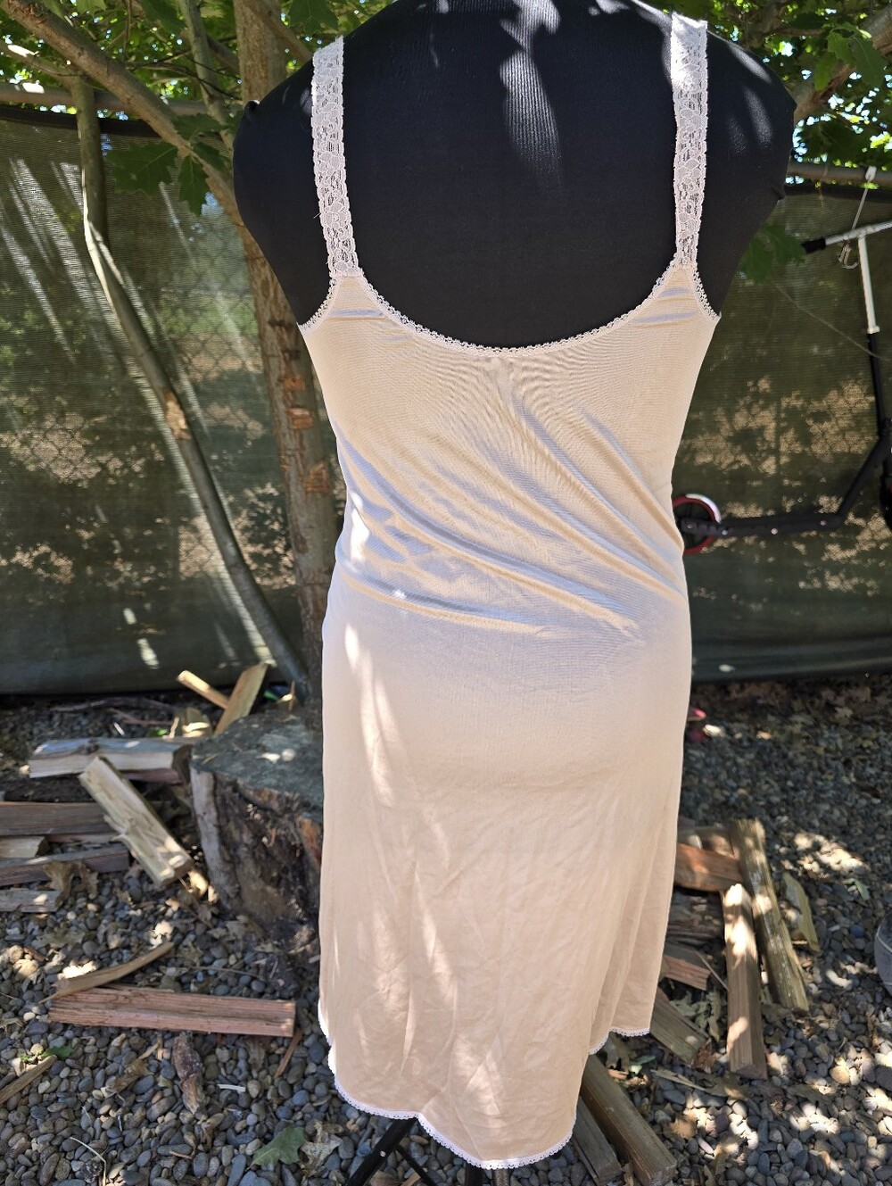 Vtg 70's Tan Lace-Trim Slip Dress Soft Girl Coquette Pin-Up Boudoir Romantic - Picture 3 of 7